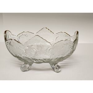 Vintage Lombardi Gold Trim by Jeannette Glass Company 10" 4 Toed Footed Bowl